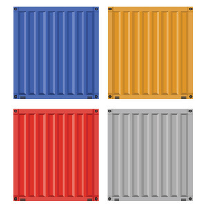 一套不同意見的灰色貨物運輸集裝箱的物流運輸和航運的白色背景